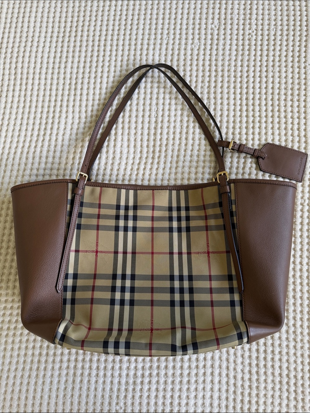 Burberry Authentic Classic Brown Plaid Tote Bag
